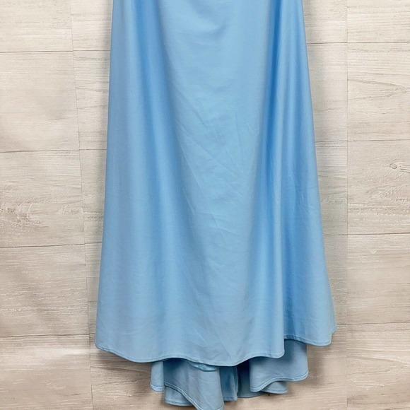 La Femme Long Formal Evening Gown Size 8 Drape Neck Jersey Cloud Blue #30626 - Picture 9 of 15